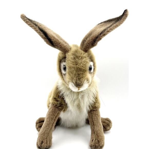 Hansa Jack Rabbit Plush Realistic Poseable Stuffed Animal Handcrafted Bunny 14" - Picture 1 of 16